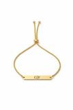 Gold tone bar bracelet with box chain, and sliding clasp ￼