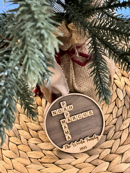 Crossword family ornament
