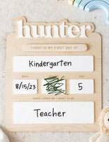 First day of school wooden engraved dry erase board
