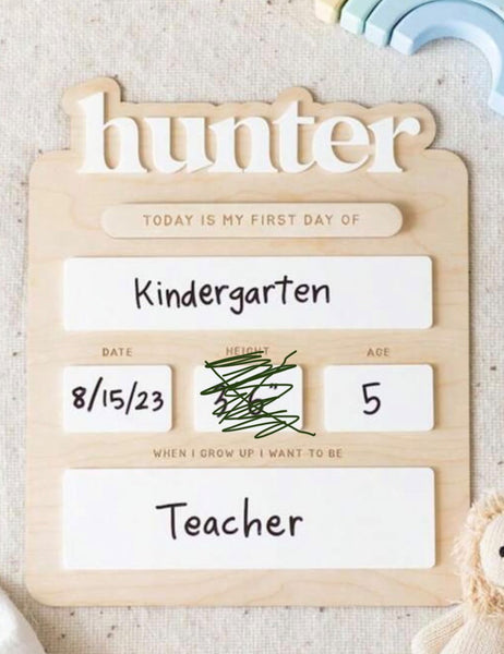 First day of school wooden engraved dry erase board