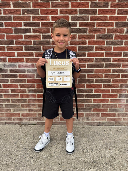 First day of school wooden engraved dry erase board