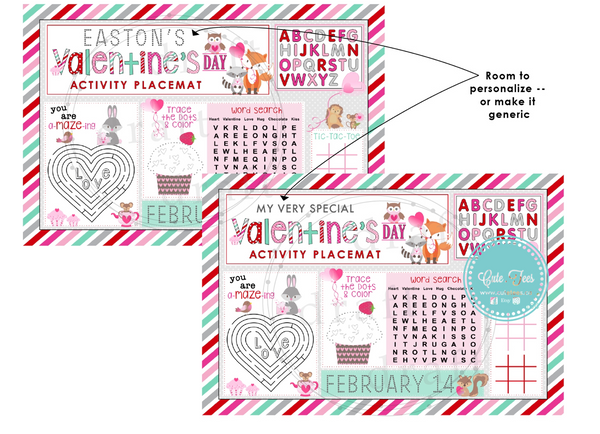Personalized valentines learning mats