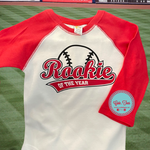 Red raglan rookie of the year shirt