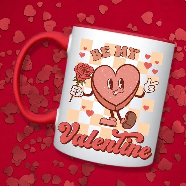 Be my Valentine red handle mug
