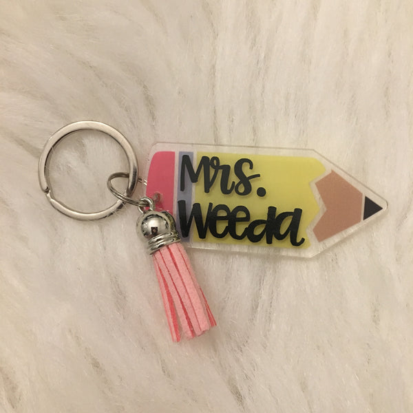 Teacher pencil keychain