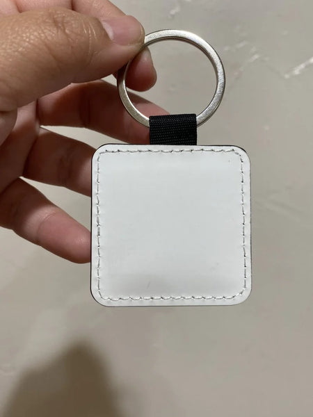 Square leather keychain