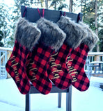 Plaid stocking with fur